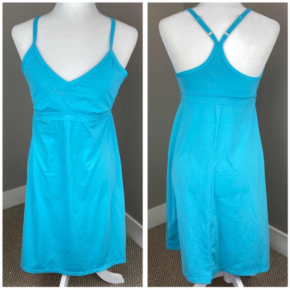 ATHLETA SKY BLUE SWIM SUMMER DRESS W BUILT IN BRA